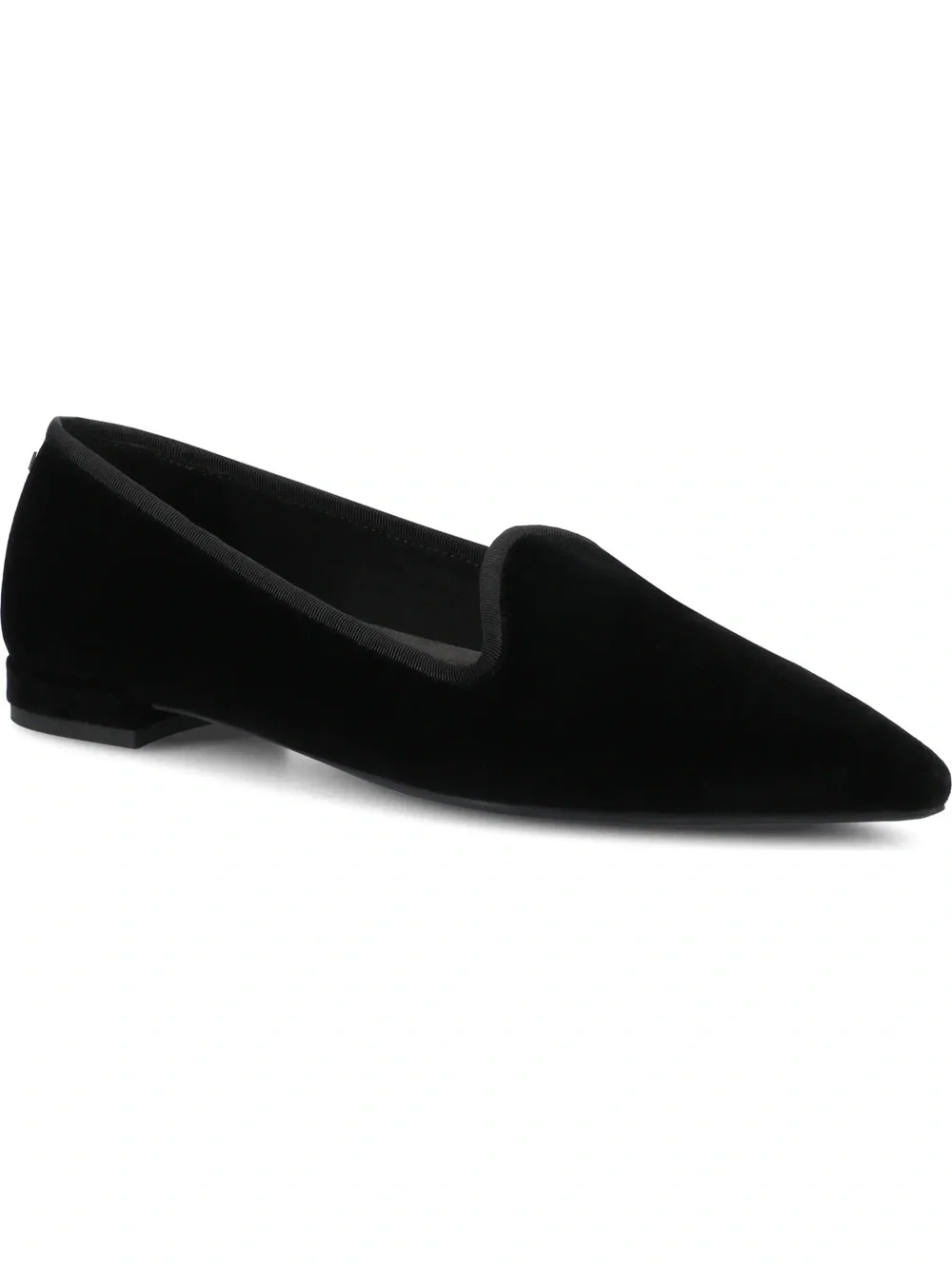 Birdies Black Velvet Pointed Toe Loafers
